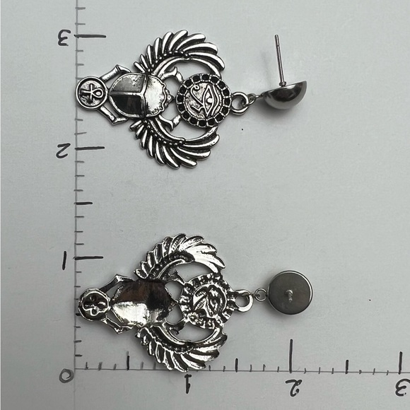 Ancient Egyptian Beetles Spiritual Statement Earrings  -  Eye of Ra Earrings - Picture 9 of 10